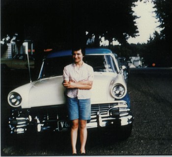 old picture mom in front of car