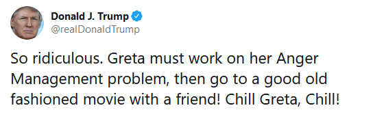 Trump Potus Tweet bullying Greta Thurnberg